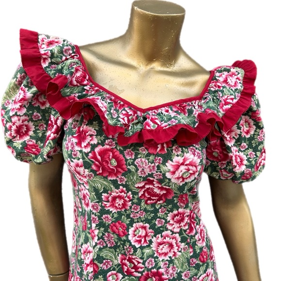 Vintage THE HANA HOU COLLECTION BY JANE M Floral Ruffled dress, cotton, size 8 - Picture 5 of 10